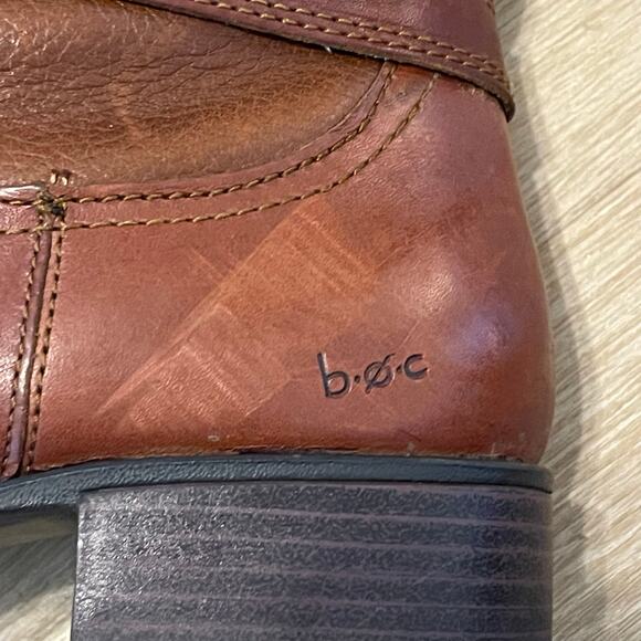Born BOC Boots Riding Ankle Straps Zip up Brown Cognac Leather Tall 8/39 Comfy - Picture 4 of 11
